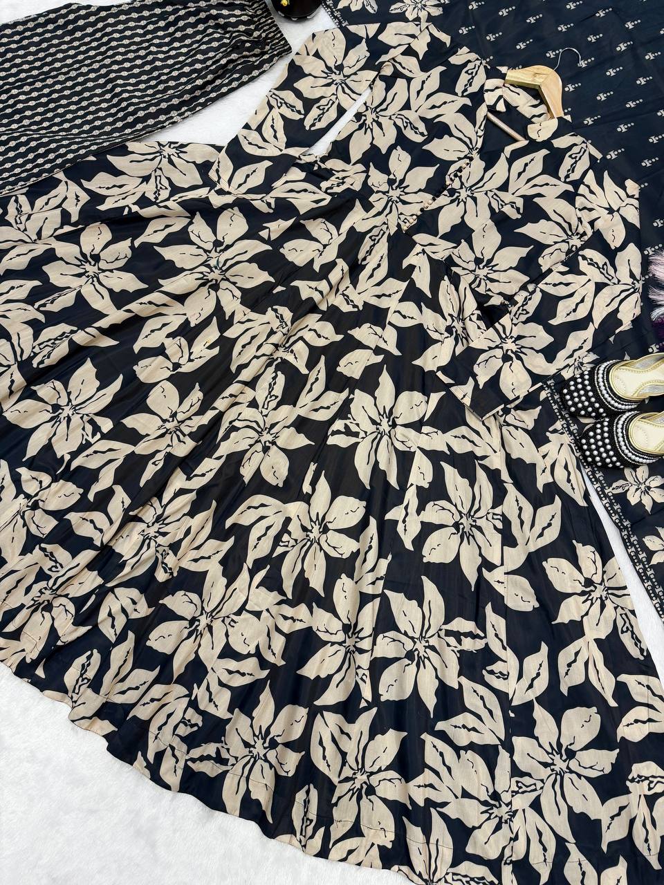 Crimson Noir Floral Couture Set